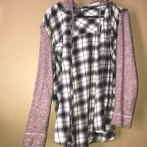 Flannel with sweater sleeves size large